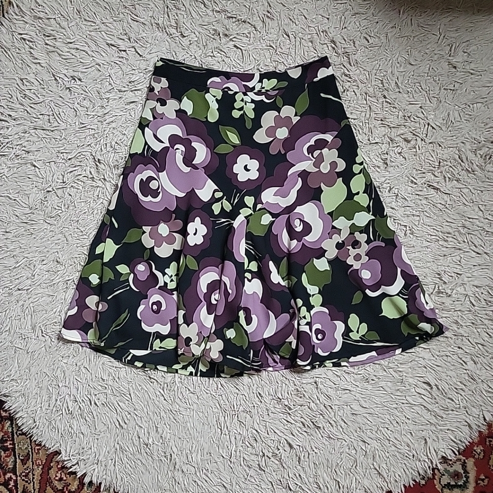 Y2K Skirt Floral Ann Taylor Loft Size 0 Classic Ladylike Old Money Spring Summer